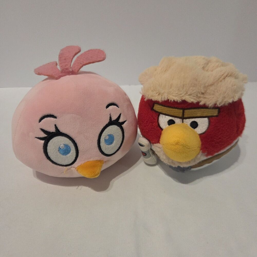 Lot of 2 Angry Birds Star Wars Red Bird & Stella Plush 6"